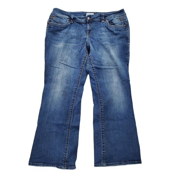 Venezia Womens Bootcut Denim Jeans Sz 20 Mid Rise Medium Wash Stretch Blue Pants - Picture 1 of 12